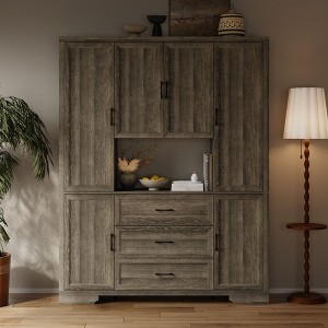 FUFU&GAGA Multifunctional Storage Cabinet Bookcase Display Cabinet with Drawers, Adjustable Shelving & Safety Features - 1 of 4