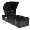 Costway Patio Rattan Lounge Chair Chaise Cushioned Top Canopy Adjustable Tea Table Black/White/Turquoise - 4 of 4