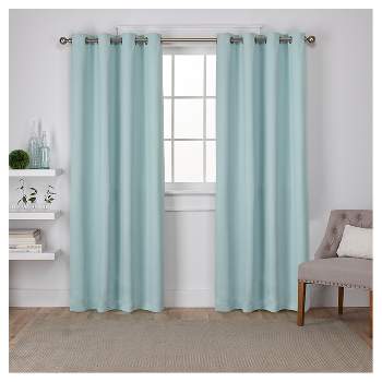 Set of 2 Sateen Twill Weave Insulated Blackout Grommet Top Window Curtain Panels - Exclusive Home