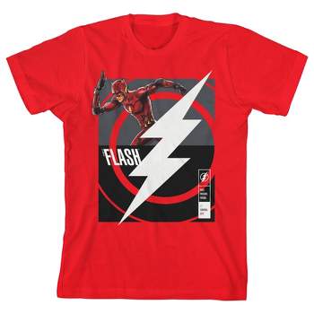 DC Comics The Flash Superhero and Lightning Bolt Youth Red Graphic Tee