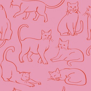 RoomMates Cat Poses Pink Peel and Stick Wallpaper - 1 of 4