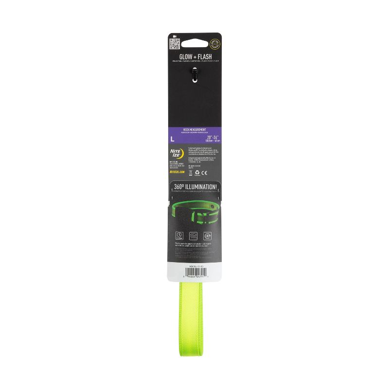 Nite Ize Nite Dog Rechargeable LED Dog Collar - L - Lime/Green, 3 of 10