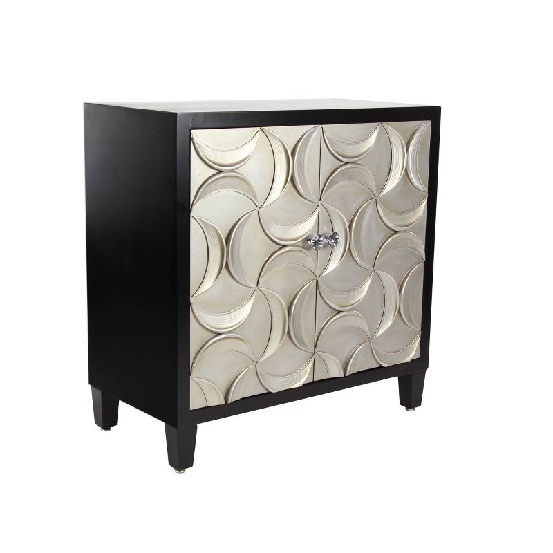 Modern Crescent Moon Pattern Wood Rectangle Cabinet Black - Olivia &#38; May, 1 of 14