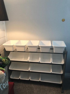 Sumatra Toy Storage Organizer with 9 Storage Bins, Espresso/Grey