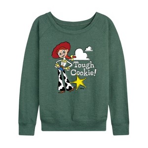 Women's - Disney - Jessie Tough Cookie Lightweight French Terry Wide Neck Long Sleeve Graphic Shirt - 1 of 4
