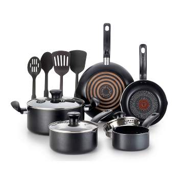 T-fal 12pc Simply Cook Nonstick Cookware Set Charcoal Black