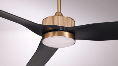 60" Black and Brass Ceiling Fan with LED Light and Remote