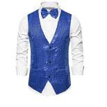 Lars Amadeus Men's Sequin Waistcoat Shiny Sleeveless Party Prom Dress Suit Vest with Bow Tie