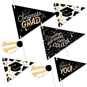 Big Dot of Happiness Goodbye High School, Hello College - Triangle Graduation Party Photo Props - Pennant Flag Centerpieces - Set of 20 - 1 of 4