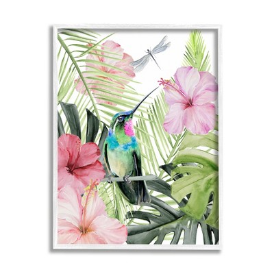 Stupell Industries Hummingbird Tropical Hibiscus Framed Giclee