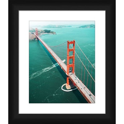 13" x 15" Matted to 2" Small Golden Gate Bridge Picture Framed Black - PTM Images