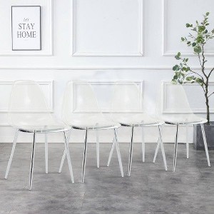 PAGED Transparent Dining Chairs,Armless Crystal Chairs for Home,Kitchen,Living Room,Restaurant - 1 of 4