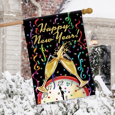 Happy New Year Clock Garden Flag - Briarwood Lane- Wholesale Partners