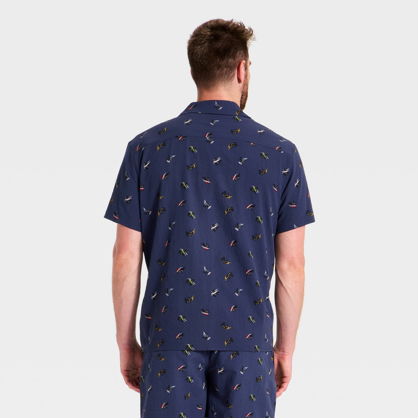 Мужская рубашка Goodfellow & Co Short Sleeve Great Outdoor Fly Fish Button-Up, цвет: Тёмно-синий — фото 2