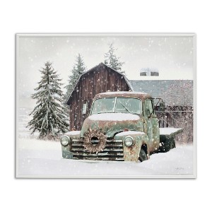Stupell Industries Winter Rural Vintage Truck & Barn Framed Giclee Art, White, 14" x 11" - 1 of 4