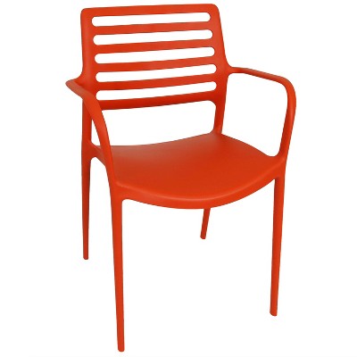 Sunnydaze Plastic All-Weather Commercial-Grade Astana Indoor/Outdoor Patio Dining Arm Chair, Orange