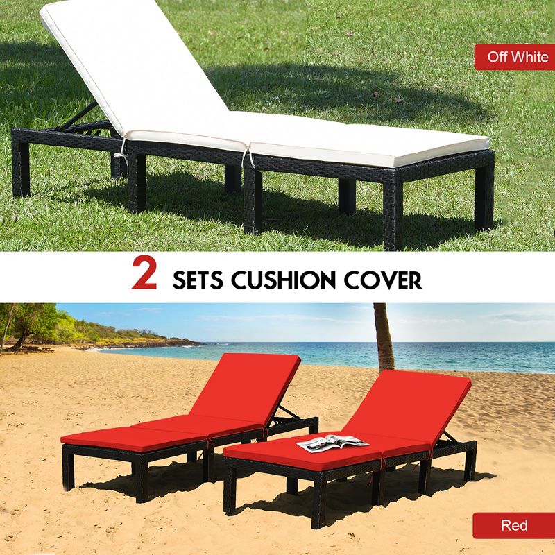 Costway Patio Rattan Lounge Chair Chaise Recliner Adjust Cushion Cover, 5 of 9