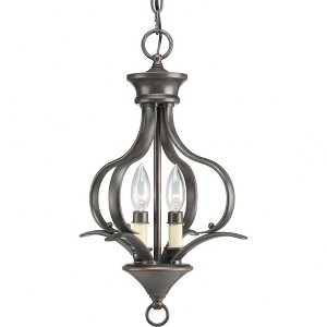 Progress Lighting Trinity Collection 2-Light Foyer Fixture, Antique Bronze, Steel, Brushed Nickel Finish, Shade Included - 1 of 2