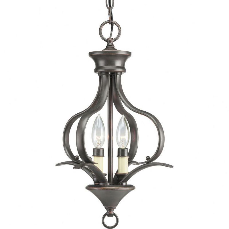 Progress Lighting Trinity Collection 2-Light Foyer Fixture, Antique Bronze, Steel, Brushed Nickel Finish, Shade Included, 1 of 2
