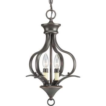 Progress Lighting Trinity Collection 2-Light Foyer Fixture, Antique Bronze, Steel, Brushed Nickel Finish, Shade Included