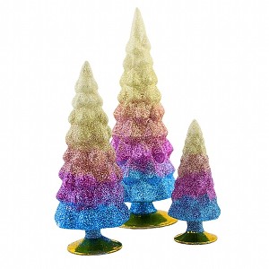 Cody Foster 11.75 In Ombre Glitter Gradient Trees Christmas Set/3 Decorate Village Decor Ombre Tree Sculptures - 1 of 3
