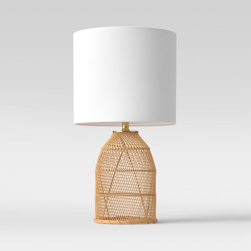 Rattan Diagonal Weave Table Lamp Tan - Opalhouse™, 1 of 12