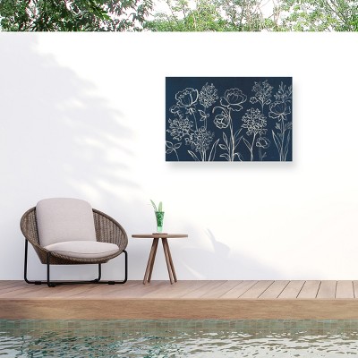 "Indigo Floral I" Outdoor Canvas