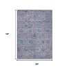 Lavender And Teal Blue Floral Washable Indoor Outdoor Area Rug - 3 of 4