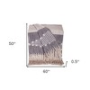 HomeRoots 50" X 60" Ivory and Gray Woven Cotton Striped Throw Blanket with Fringe and Embroidery - 3 of 4
