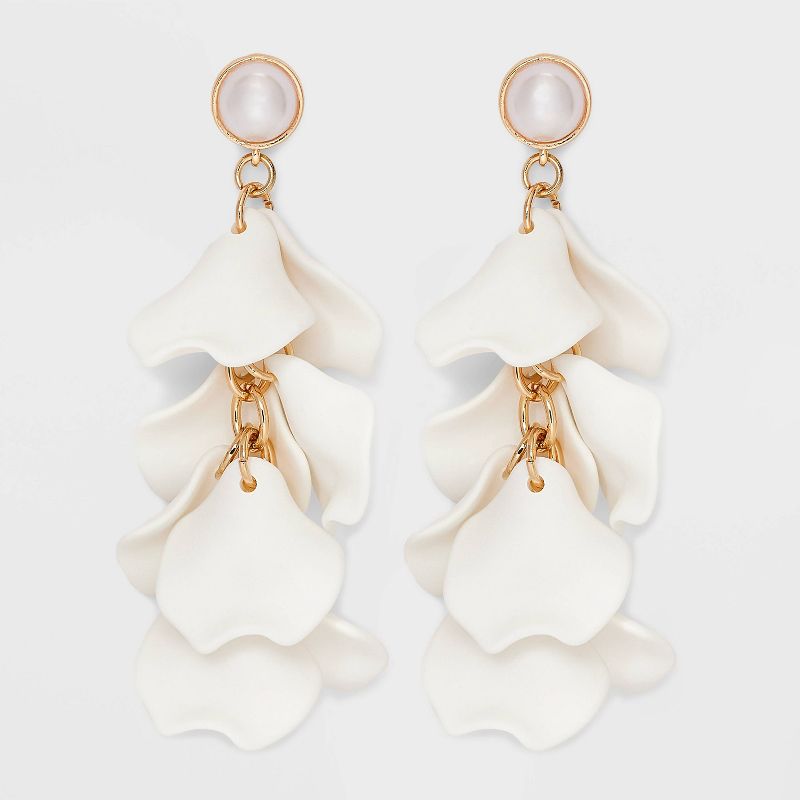 Linear Flower Pearl Earrings - A New Day™, 1 of 8