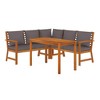 vidaXL Patio Dining Set Natural wood & Dark Grey - 3 of 4