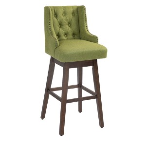 Zeus & Ruta 360 Degree Solid Wood Legs Swivel Bar Stools Set of 2, Counter Height Chairs with Footrest - 1 of 4