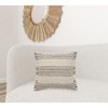 HomeRoots 20" X 20" Taupe Gray Yellow And Navy 100% Cotton Striped Zippered Pillow - 2 of 4