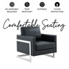 Lincoln Leather Accent Armchair Chair Sofa with Chromed Stainless Steel Frame in Grey - image 4 of 4