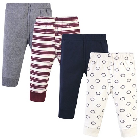 Hudson Baby Infant and Toddler Boy Cotton Pants 4pk, Football, 0-3 Months