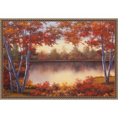 Amanti Art Red and Gold Trees by Diane Romanello Canvas Wall Art Print Framed 23 x 16-in.