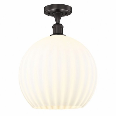 White Venetian - 1 Light Semi-Flush Mount In Modern Style-16.75 Inches Tall and 13.75 Inches Wide