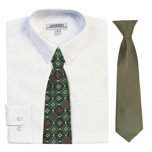 Gioberti Boy's Long Sleeve Dress Shirt with Design Tie Set - 1 of 4
