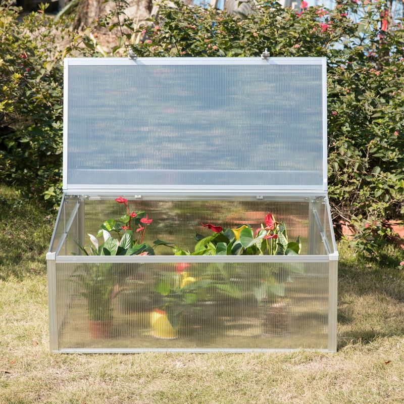 Gardenised Aluminum Cold Frame Portable Greenhouse Bottomless Flower Box, Plant Protector, Transparent Double Walled PVC Panels Blocks Harmful UV Rays, 5 of 13