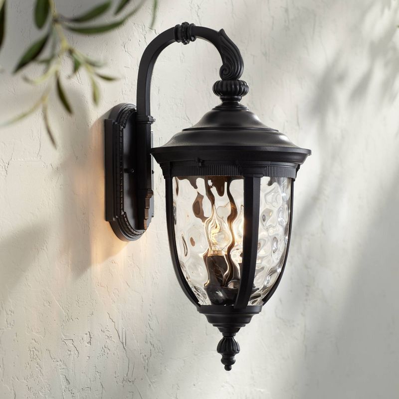 John Timberland Bellagio Vintage Rustic Outdoor Wall Light Fixture Textured Black Downbridge 20 1/2" Clear Hammered Glass for Post Exterior Barn Deck, 2 of 8