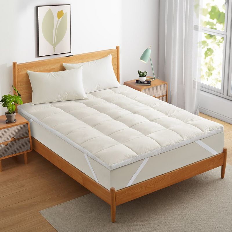 Peace Nest Organic Cotton Mattress Topper Feather Bed, Softness & Support in One, 2 of 6