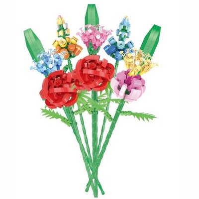 MPM 925Pcs Potted Flowers Building Blocks, DIY Artificial Bouquet Building Bricks Toy Compatible with Lego