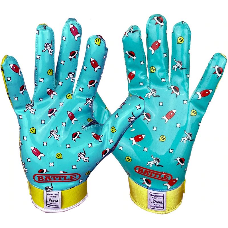 Battle Sports Alien Cloaked Adult Football Gloves - Turquoise/Green, 3 of 7