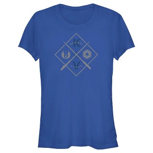 Juniors Womens Star Wars: Obi-Wan Kenobi Vader vs Kenobi Crossed Lightsabers T-Shirt - 1 of 4