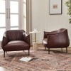KINWELL 33" Wide Faux Vegan Leather Upholstery Barrel Chair with Metal Legs, Set of 2 - 4 of 4