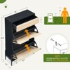 Rattan Shoe Storage Cabinet with 2 Flip Doors & 1 Drawer, 3-Tier Adjustable Shelves, Freestanding Organizer for Entryway Hallway Living Room - 4 of 4