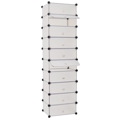vidaXL Shoe Organizer White Plastic panels, Steel frames Shoe Organizer
