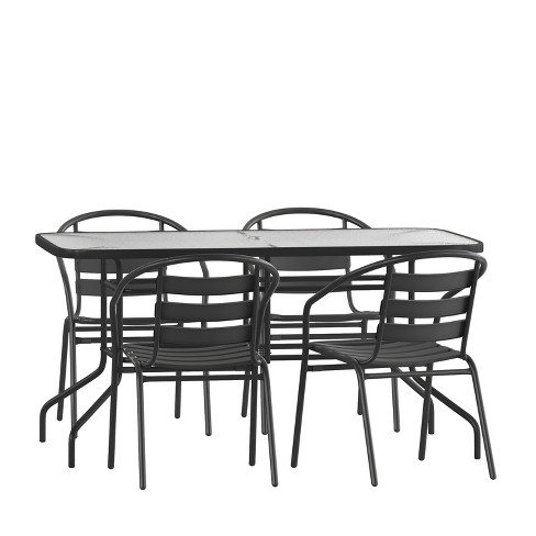 Aluminum and glass outdoor dining table hot sale