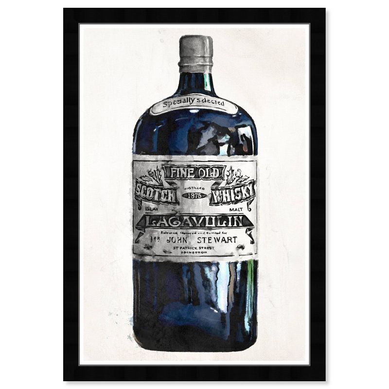 13&#34; x 19&#34; Fine Old Whiskey Silver Drinks and Spirits Framed Wall Art Blue - Hatcher and Ethan, 1 of 6