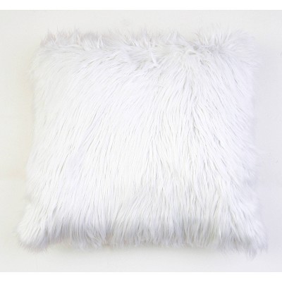 26&#34;x26&#34; Oversized Keller Faux Mongolian Reverse to Micromink Square Throw Pillow White - Decor Therapy